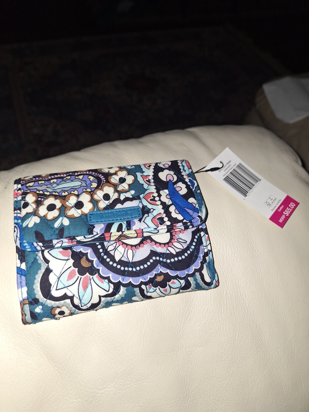 Vera Bradley Teal Blue Floral Quilted Wallet